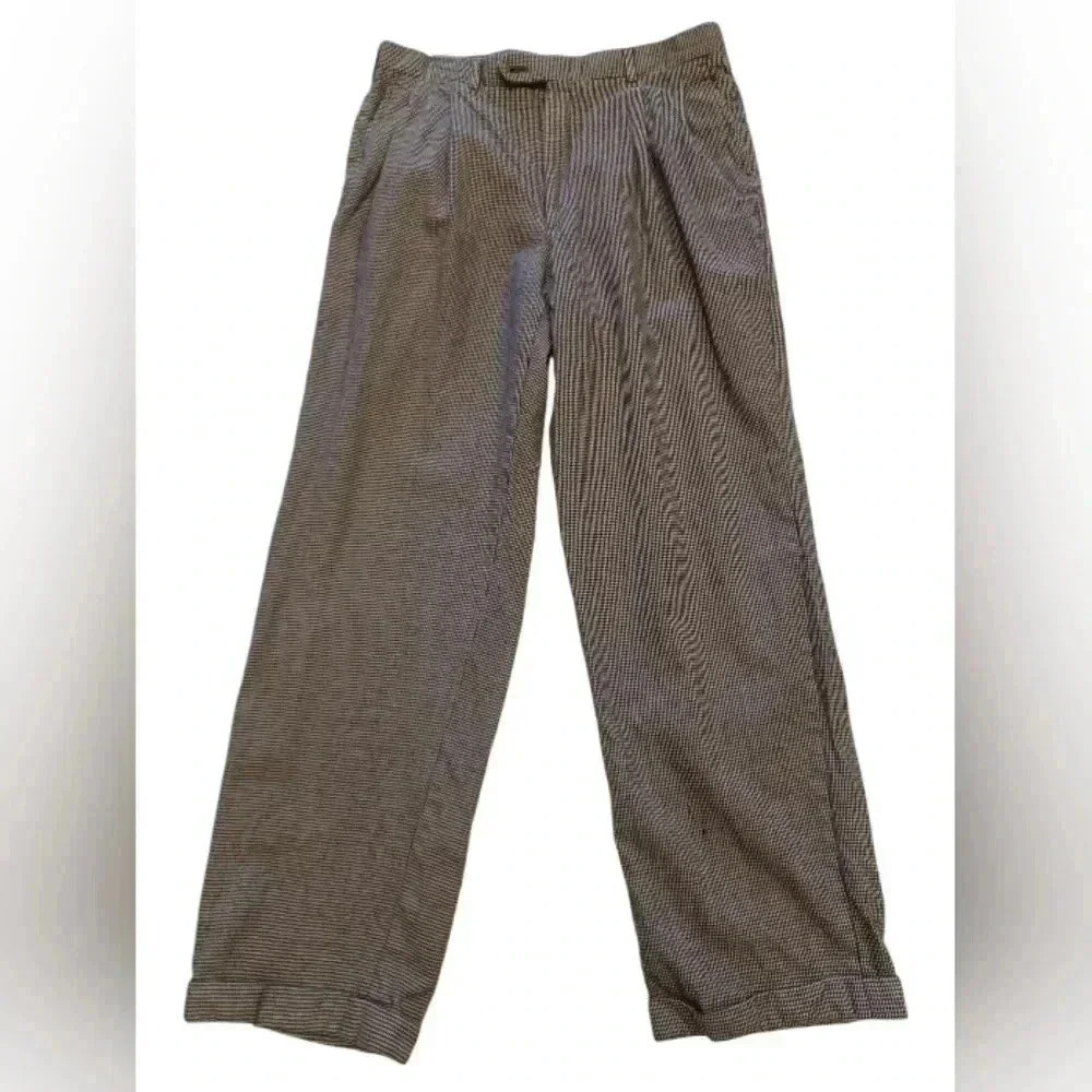 Burberrys 100% Wool Black and White Check Trousers Size Large - Picture 6 of 13